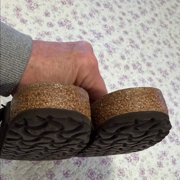 Birkenstock Dark Brown Suede Boston Clogs with Copper Buckles - Picture 5 of 6